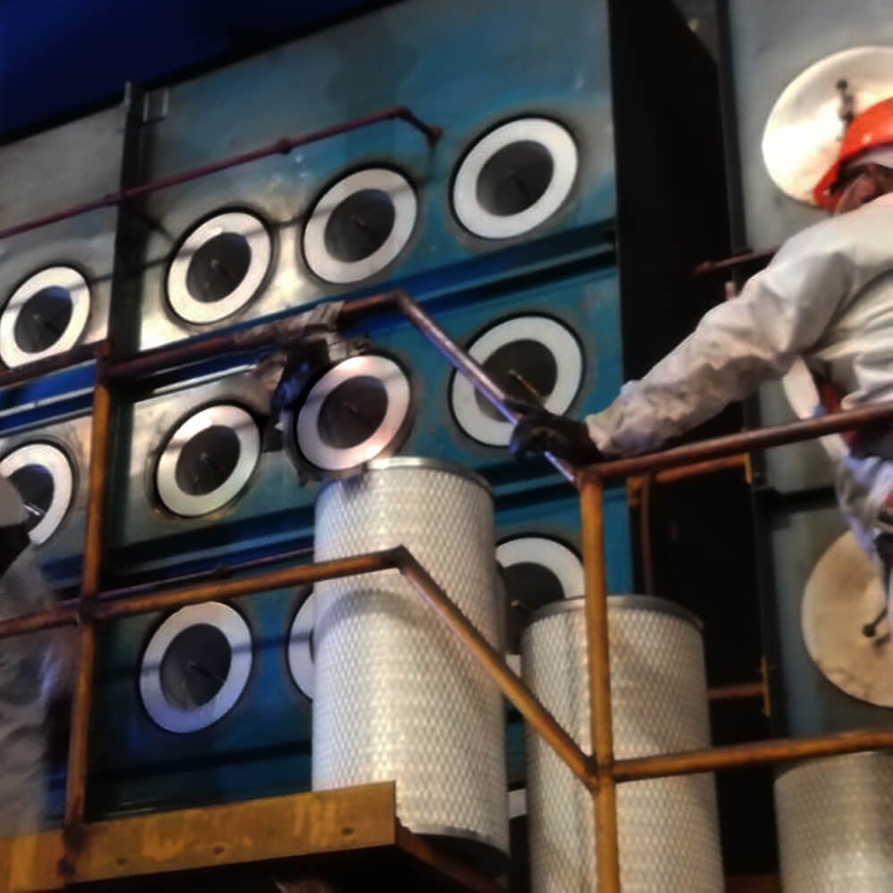 cambio de filtro para colector de polvo